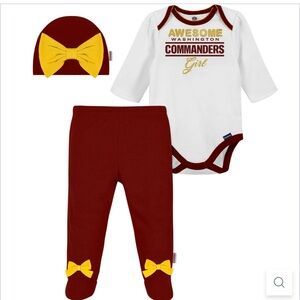Washington Commanders baby girl set hat pants onesie